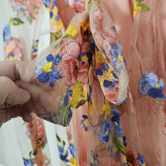 NWT For Love & Lemons Percy Mini Dress Multi Floral Embroidery XS - Picture 11 of 15